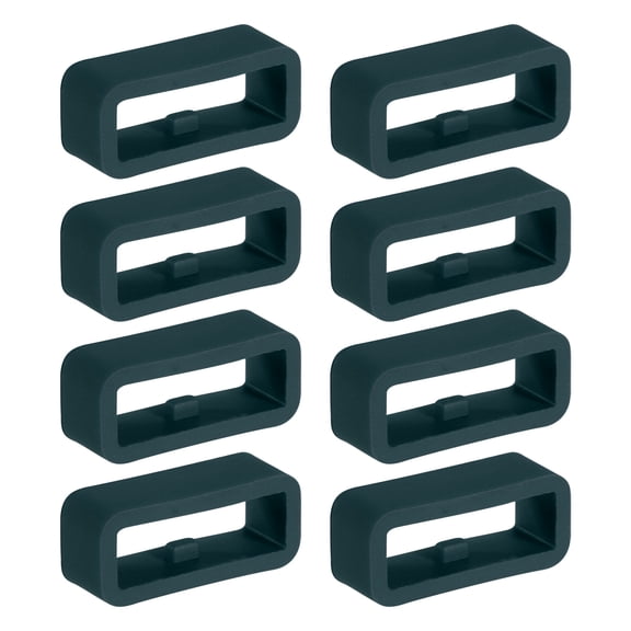 Uxcell Watch Band Holder Loop, 16mm Universal Silicone Watch Replacement Band Strap Keeper, Dark Green 8 Pcs