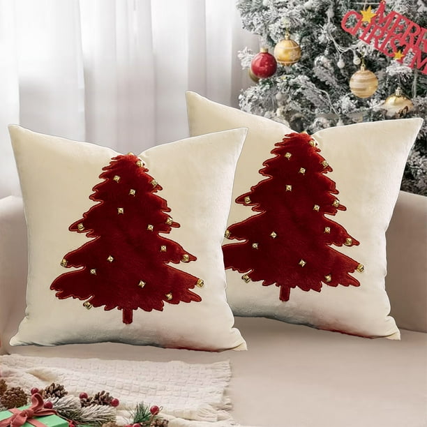 Funda de almohada navideña de poliéster multicolor de 45 x 45 cm para sofá, hogar y decoración invernal.