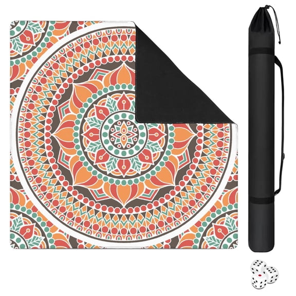 Mandala Mahjong Mat for Table, 31.5*31.5in Anti Slip American Mahjong Table Cloth, Noise Reduction, Neoprene Mah jongg Mat with Carrying Bag & 3 Dices, Mahjong Accessories Gift, Board Tile Games Mats