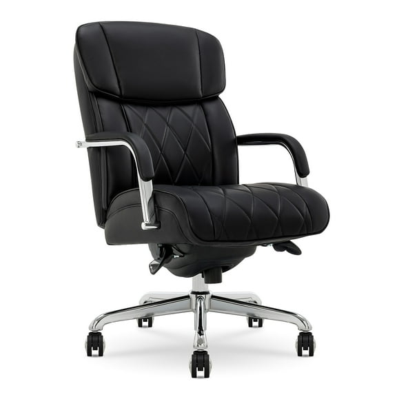 La-Z-Boy Symphony Executive Office Chair Bonded Leather Black and Chrome