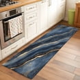 thumbnail image 2 of 2'x6' Rug Runners for Hallways Kitchen, Navy Blue Marble Non Slip Entryway Beside Floor Carpet Runner, Modern Abstract Contemporary Washable Laundry Room Bedroom Throw Rugs Mat for Family Pet, 2 of 8