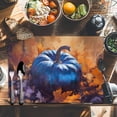 thumbnail image 6 of Fall Blue Placemats Set of 12 Pumpkin Retro Oil Painting Style Maple Leaves Heat Insulated Linen Place Mats, Washable Stain-Proof Table Mats for Dining Tables Holiday Decor 13x19inch, 6 of 9
