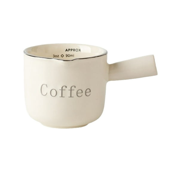Ceramic Small Milk Cup With Handle, Graduated Measuring Marks And Heat Resistant For Coffee, Tea And Milk Frothing 4.02X2.55X2.2In 0.29Lb