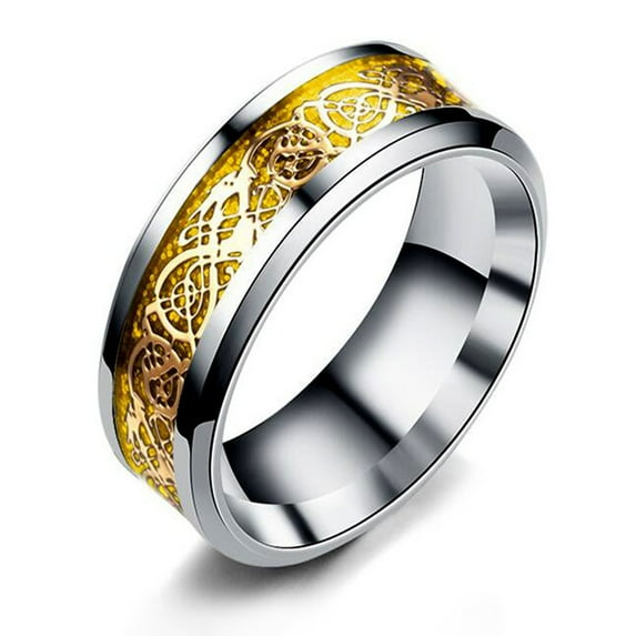 Opolski Unisex Finger Band Ring Fashion Simple Men Luminous Dragon Pattern Glowing Ring Fashion Jewelry Accessory for Party Banquet