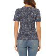 thumbnail image 4 of INSPIRE CHIC Women's Printed Tie V Neck Short Sleeves Straight Loose Blouse Tops, 4 of 7