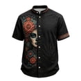 thumbnail image 4 of Boys Short Sleeve Button Down Shirt Day Of Dead Mexican Print Collar Casual Top For Halloween School Outdoor, 4 of 5