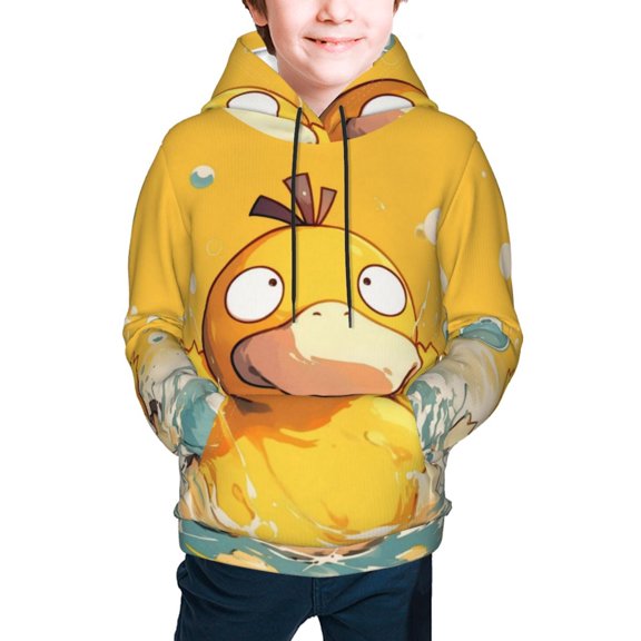 Psyduck Youth Cartoon Hoodie Fashion Long Sleeve Kids Pullover Coat Casual Hoody Hooded Sweatshirts for Boys Girls