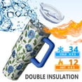 thumbnail image 5 of OBREWU Blue Pioneer Flower Tumbler with Handle and Lid,Blue Pioneer Flower 40oz Double Wall Vacuum Insulated Tumbler,Cups Gift for Women and Men, 5 of 7