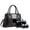 F137Black, variant on Women's Fashion Handbag Set 3 PCS Crocodile Pattern Top-handle Satchel with Clutch & Wristlet PU Leather Shoulder Bag for Work