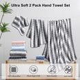 thumbnail image 3 of Jessy Home 2 Piece Dark Gray Grid Stripe Hand Towels Set, 3 of 6