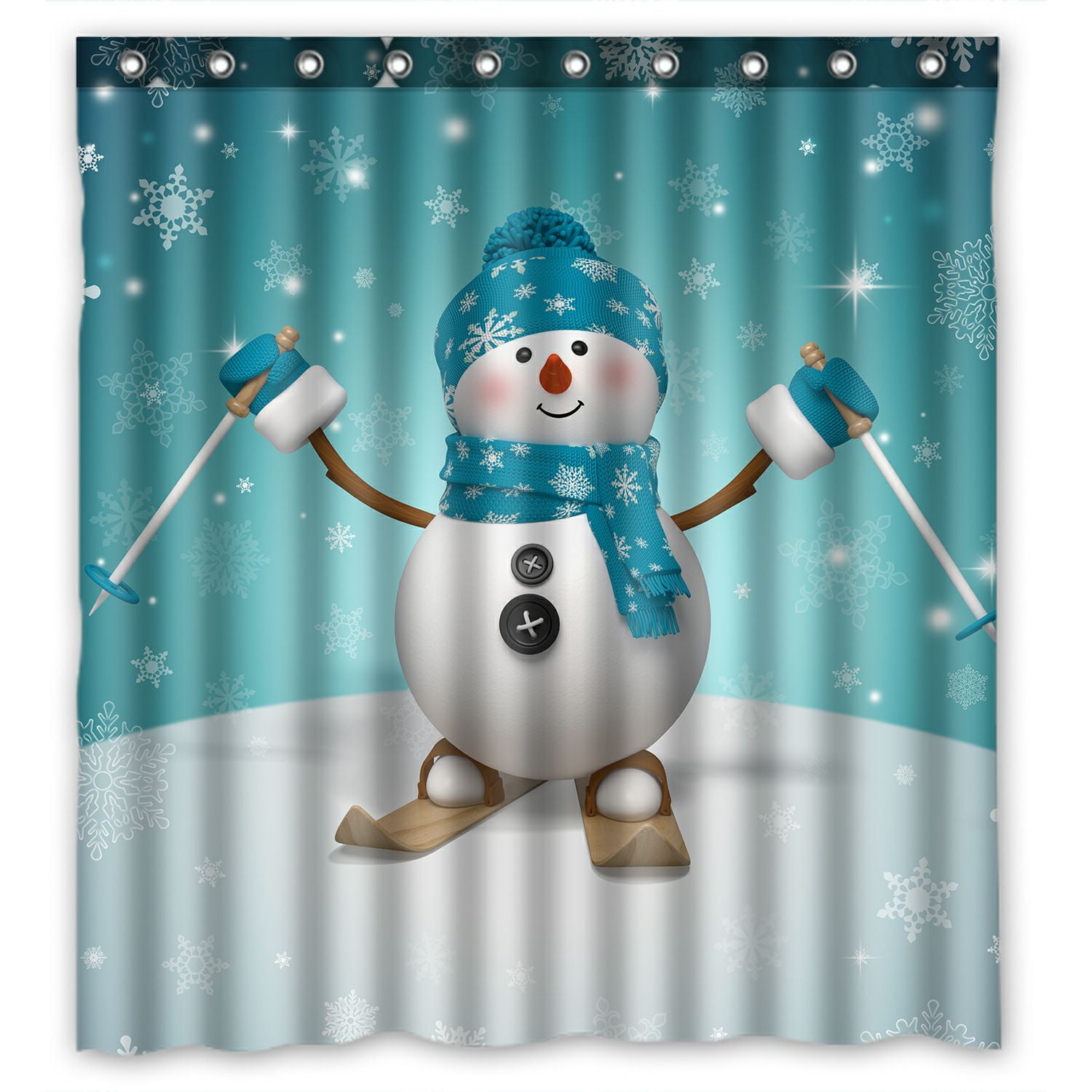 ZKGK Winter Snowman Waterproof Shower Curtain Bathroom Shower Curtian