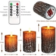 thumbnail image 4 of Flameless Candles Set of 3 with Remote - Pine Bark LED Pillar Candles, Battery Operated Flickering Timer for Farmhouse Decor D3 x H4 5" 6", 4 of 6