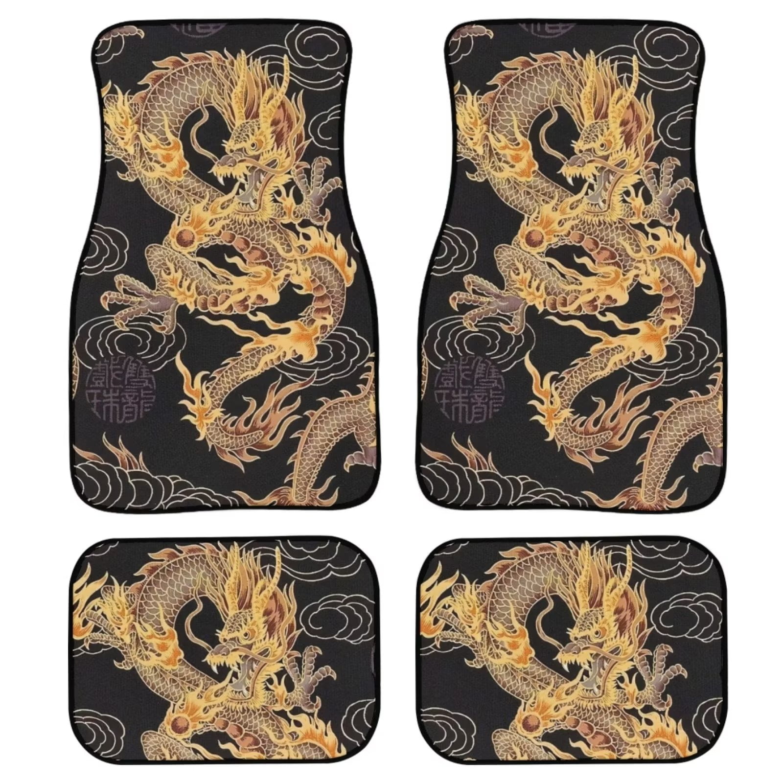 FKELYI Kungfu Dragon Car Floor Mat for Women Men Waterproof 2 Front & 2