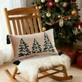thumbnail image 4 of Winter Christmas Tree Pillow Cover, Classic Christmas Embroidered Pillow case with Tassels, Realistic Xmas Tree Sofa Cushion Case Christmas New Year Couch Decor, Green, 4 of 6