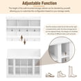 thumbnail image 6 of EUROCO 3-in-1 Adjustable Hall Tree with Storage, Practical Wall Mounted Coat Rack Versatile Hall Tree  with 4 Hooks, Bench,Shoe Storage, Shelves and Entryway Organizer For Hallway, White, 6 of 8