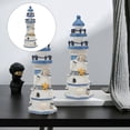 thumbnail image 4 of LAMIRO Wooden Lighthouse Figurine Nautical Home Decor 23CM, 4 of 7
