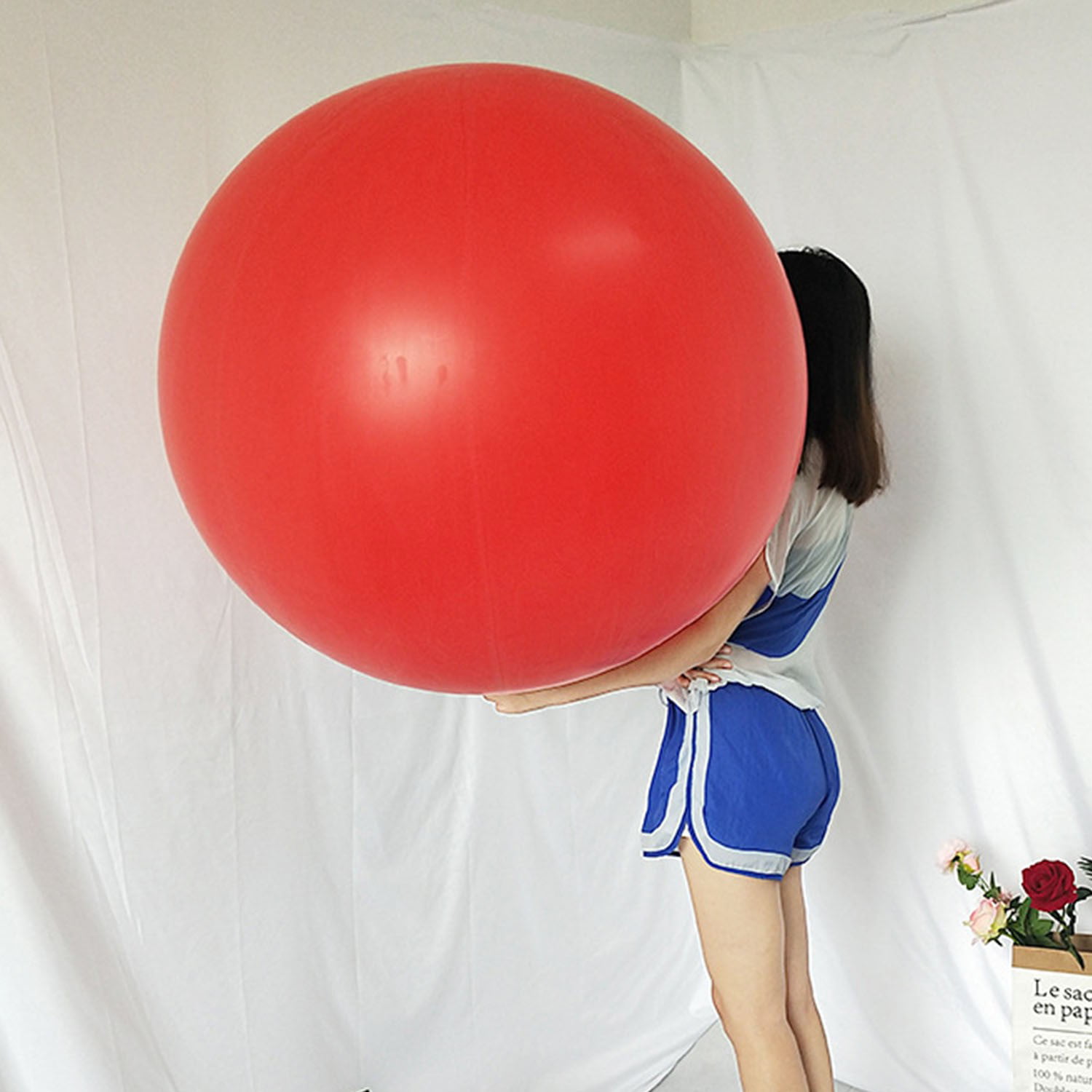 Yuanhonge Round Latex Giant 72 inch Large Birthday Party balloon Inflatable Air Decoration Red 