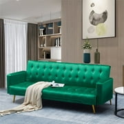 Kingway Furniture Jeffery Velvet Convertible Sofa in Green