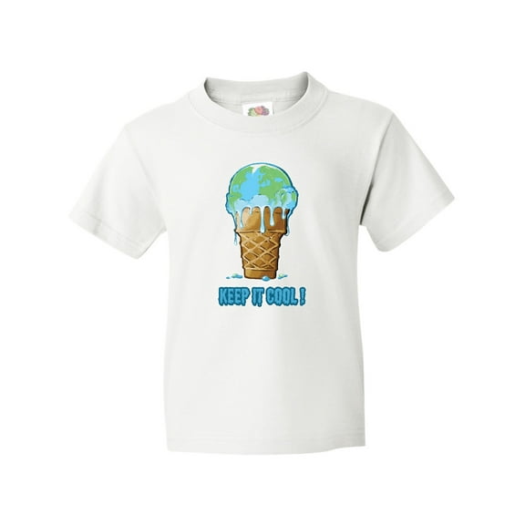 Inktastic Keep It Cool Melting Earth Ice Cream Cone Youth T-Shirt