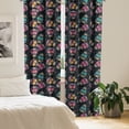 thumbnail image 2 of Ambesonne Skull Window Curtains, Sugar Calavera Art Mexican, Each 28" W x 63" L, Grey Multicolor, 2 of 4