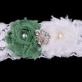 thumbnail image 4 of 2 piezas/set Liga de encaje nupcial con flores, perlas y cristales para pierna y muslo, color verde, 4 of 9
