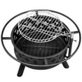 thumbnail image 3 of Hassch 30 inch Outdoor Fire Pit with Grill, Wood Burning Firepit with Poker for Bonfire, Camping, BBQ, Metal Fireplace for Yard, Patio, Black, 3 of 7