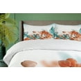 thumbnail image 4 of Tropical Duvet Cover Sets, Exotic Orchids Blossom Leaves on Blurred Background Floral Themed Modern Art, Bedding Set 2 Duvet Covers & 4 Pillowcases, 2 Pack Queen Size, Orange and Teal, by Ambesonne, 4 of 7