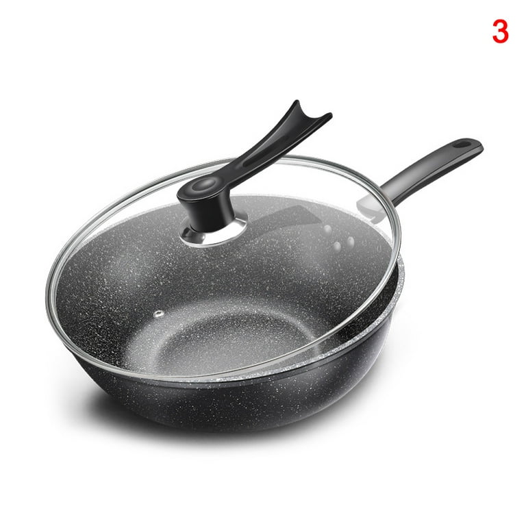 Frying Pan with Lid Non-Stick Granite Small Frying Pan Wok Multifunctional Easy to Clean for Kitchen 4