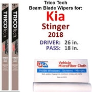 Beam Blade Wipers (Set of 2) compatible with 2018 Kia Stinger