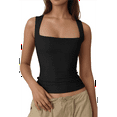 thumbnail image 3 of Women'S Square Neck Sleeveless Tank Tops Black L, 3 of 9