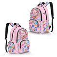 thumbnail image 2 of DISNIMO Axolotl Music Note Print Kids 17 Inch Backpack for Girls Lightweight School Bookbag with Side Pockets for Water Bottle, Girls Back to School Supplies, 2 of 7