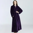 thumbnail image 1 of Ladies Zip Fleece Waffle Long Dressing Gown Fluffy Towelling Bathrobe Sleepwear, 1 of 5