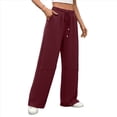 thumbnail image 3 of Pantalones Deportivos Anchos de Cintura Alta para Mujer, Holgados y con Cordón, A para Adolescentes Vino Tinto S, 3 of 10