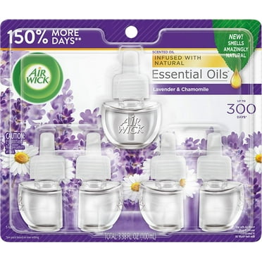 Air Wick Plug in Scented Oil 5 Refills, Lavender and Chamomile, (5x0.67oz), Essential Oils, Air Freshener