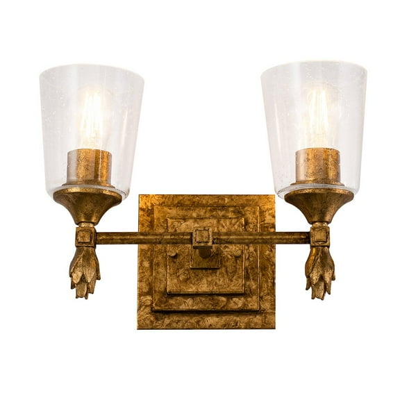 Lucas McKearn Vetiver 2-light Flame-shaped Bath Vanity Light in Gold Leaf