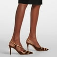 thumbnail image 3 of FSJ Women Chic Pointed Closed Toe Stiletto High Heels Slingback Pumps Gold Thin Ankle Strap Sandals Dressy Shoes Size 9 Brown, 3 of 4