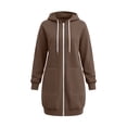 thumbnail image 6 of cocolona Long Hoodies for Women Fall Winter Casual Zipper Sweatshirts Jackets Long Sleeve Oversized Tunic Coats with Pockets, 6 of 7