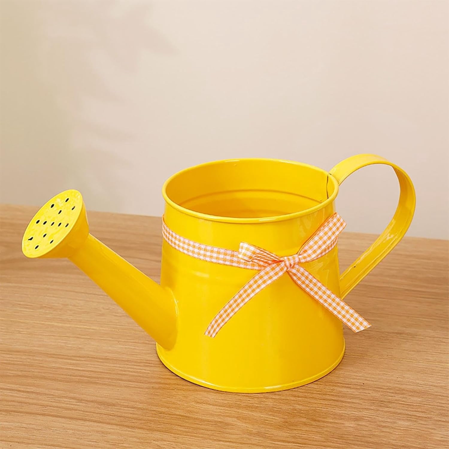 Vintage Tinplate Watering Can - 1L Galvanized Metal Kettle with Long Spout for Precise Indoor & Outdoor Plant Watering, Slow Pour Shower Sprinkler for Flowers (Yellow)