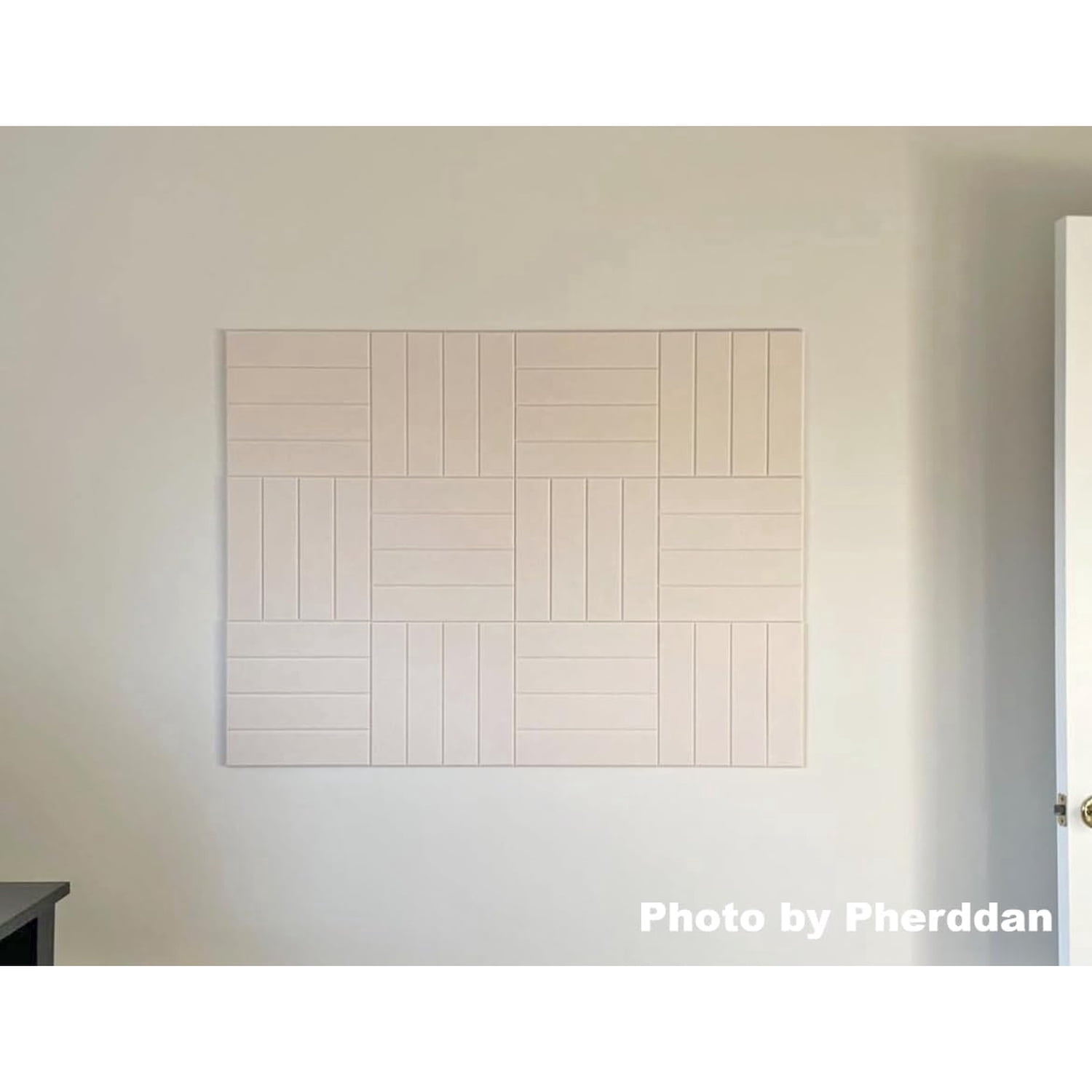Large Cork Board Alternative - 12-Pack Felt Wall Tiles with Safe Removable Adhesive Tabs, Cork Wall Tiles Bulletin Board Home Office Essentials - Beige