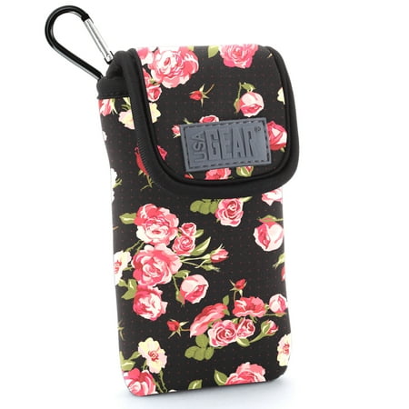 True Floral Case - Protective iPhone SE / 5S / 5 Holster Case by USA Gear - Belt Loop & Carabiner Clip , Scratch Resistant Interior , Padded Neoprene & Accessory Storage - Painted Floral