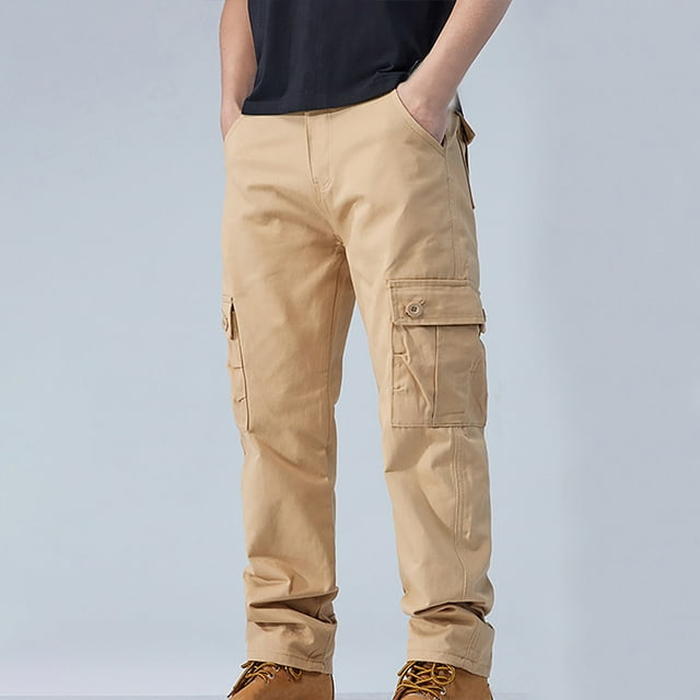 LOVZFMLL Cargo Pants for Men's Trousers Pants Cotton Solid Color Multi-pocketCargo Pants Work Pants Casual Cargo Pants Straight-leg Pants Denim Trousers