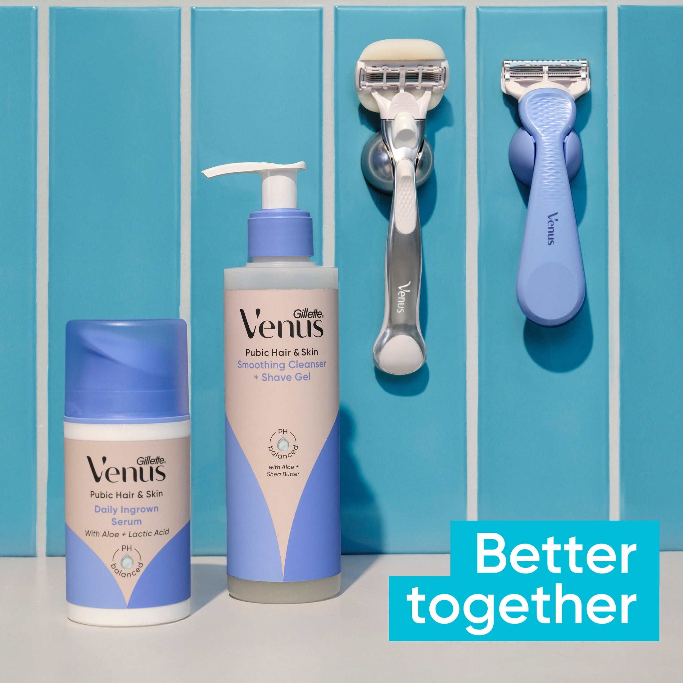 Venus Pubic Hair & Skin Smoothing Cleanser + Shave Gel, Gentle Skin Cleanser and Shaving Gel for Women, Bikini Zone Shave Gel, 190ml
