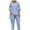 Blue, variant on Up to 60% Off! pstuiky Two Piece Summer Sets, Women Solid Color Cotton Linen Suit Long Sleeve Crew-Neck Blouse Pant Suit Loose Casual Suit Leisure Blue L