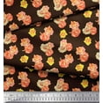 thumbnail image 3 of Soimoi Brown polyester Crepe Fabric Grandiflora Roses Floral Printed Craft Fabric by the Yard 52 Inch Wide, 3 of 3