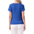 thumbnail image 3 of INSPIRE CHIC Women's Wrap Tops V Neck Short Sleeves Button Decor Ruched Causal Blouses Royal Blue XL, 3 of 6