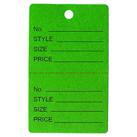 100 Qty Unstrung Dark Green Price Tags w/Perforated Stub