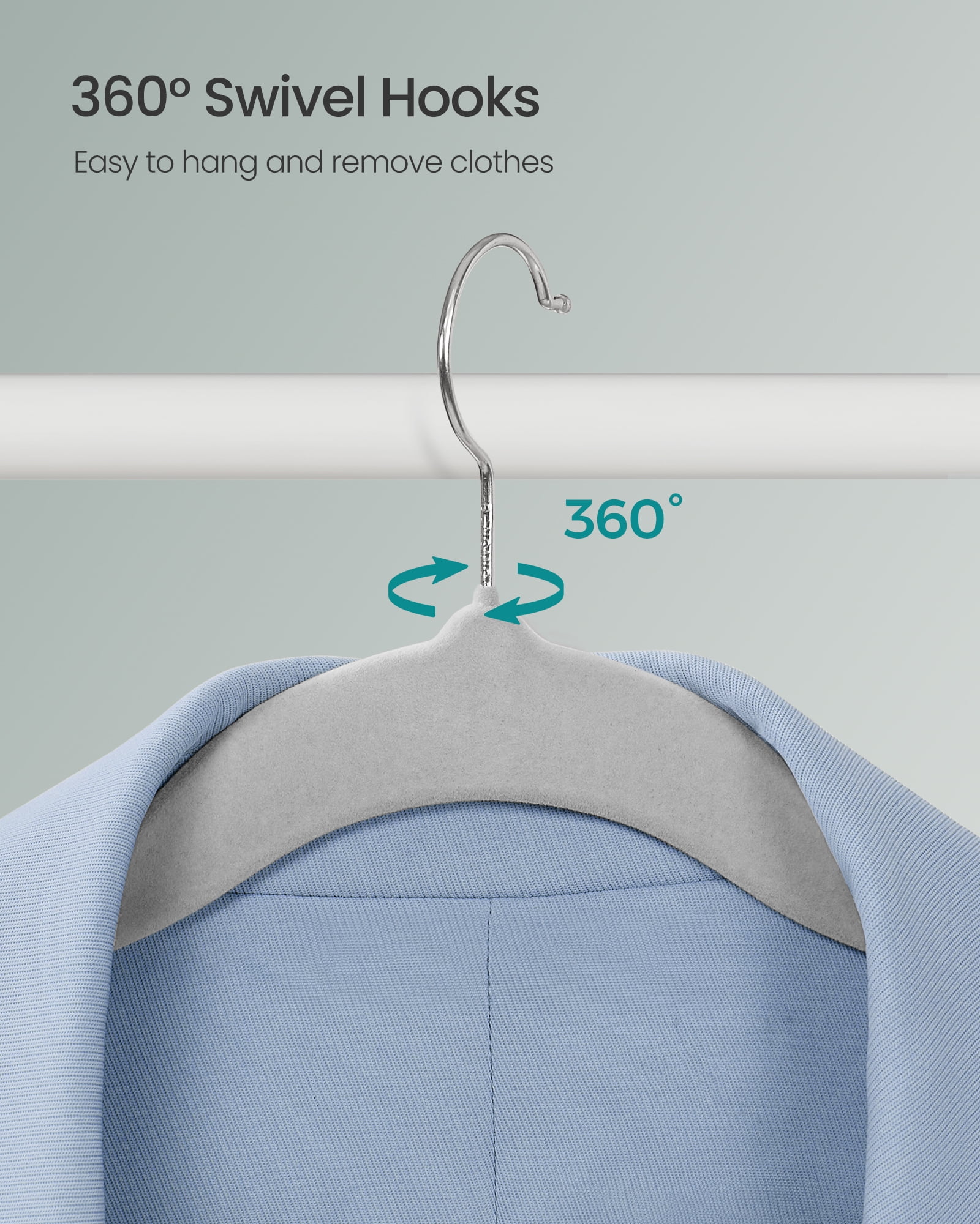 Velvet Hangers 100 Pack, Non-Slip Clothes Hangers with Silver-Colored Swivel Hooks, Slim Space-Saving for Closet, Heavy-Duty, Black