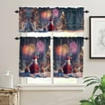 thumbnail image 2 of Santa Claus Kitchen Curtains and Valances Set, Reindeer Fireworks Tree Christmas Dreamy Rod Pocket Window Valance 18 Inch Window Curtain Panels for Living Room Bedroom Laundry, 27.5x36in, 3 Pieces, 2 of 7