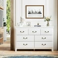 thumbnail image 6 of White Dresser for Bedroom, Modern Farmhouse Style 7 Drawer Double Dresser with Vintage Gold Antique Pulls, Dresser and Chest of Drawers, Hallway 7 Drawer Dresser, Antique White, 6 of 16