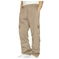 thumbnail image 3 of NIEWTR Mens Cargo Cargo Pants Wide Leg Casual Sport Work Casual Trouser Stretch Elastic Waist Joggers Athletic Casual Pants (Khaki,XXL), 3 of 9